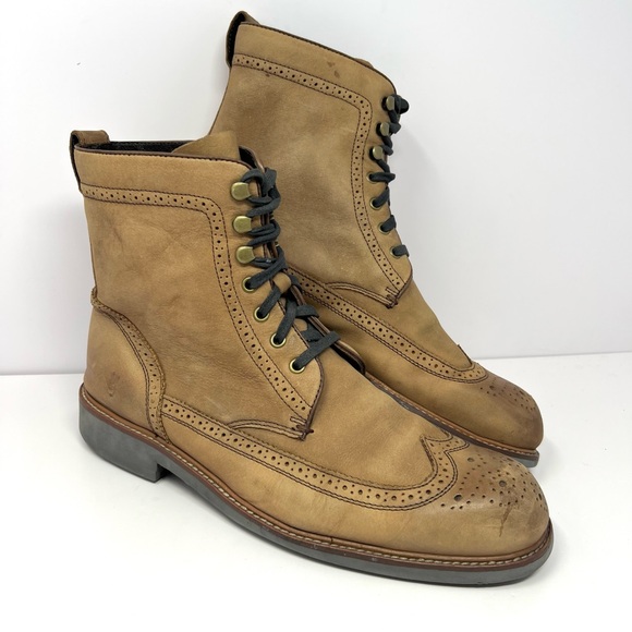 John Varvatos Men's Whiskey Dark Brown Wingtip Leather Dress Shoes - Size 10
